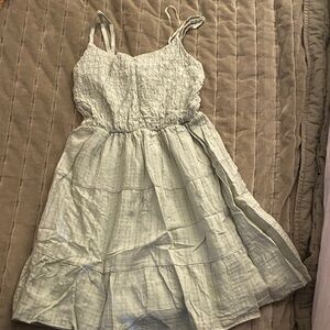 Hippie Rose Light Sage Green Tiered Sundress with Smocked Bodice